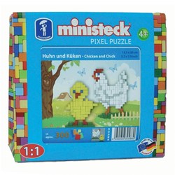 Ministeck mozaïek kip en kuiken - 300 stukjes creatieve set travelbox