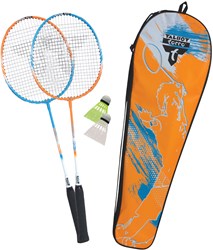 Schildkröt badminton set 2 rackets en shuttles oranje kwaliteit
