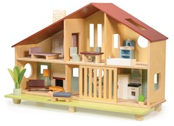 Mentari houten poppenhuis Cedar Chalet met meubels - educatief speelgoed