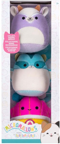 Micromallows pluche knuffels 3 pack Tia Mariska Louden 6,5cm multi kleuren