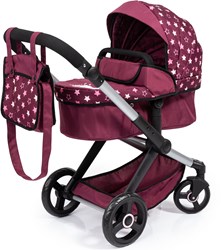 Bayer Chic 2000 poppenwagen Xeo bordeaux roze verstelbaar met tas