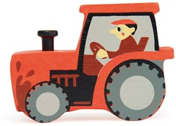 Tender Leaf houten tractor - boerderijdier speelgoed rood