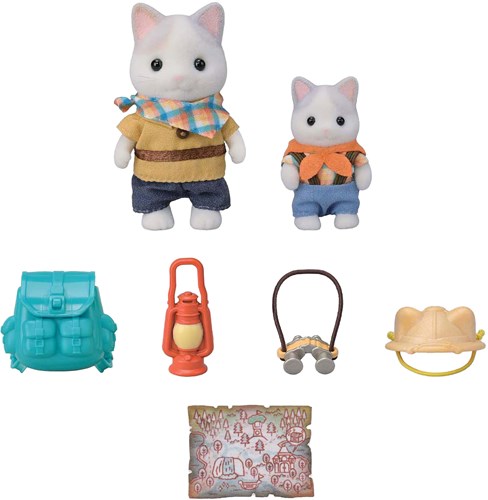 Sylvanian Families avonturiersset latte kat broer en baby poppen speelgoed-2
