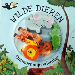Mondikaarten kartonboek wilde dieren met houten figuren motoriek