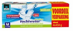 Bison vochtmagneet navulling voordeelverpakking 4x 450g - vochtvreter