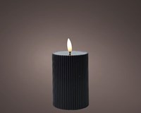 Lumineo LED stompkaars zwart ribbel met vlam-effect en timer 13cm