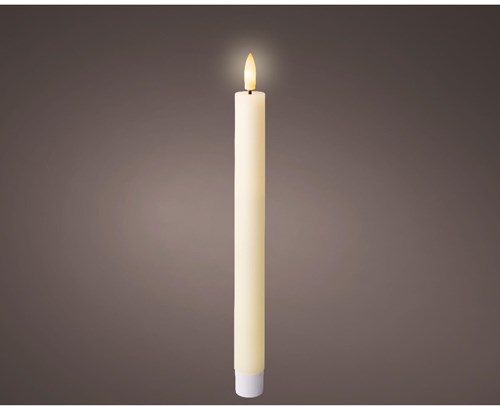 Lumineo LED dinerkaarsen set wax crème warm wit met timer 24,5cm