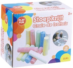 Kidsfun stoepkrijt geschenkdoosje 15 stuks kleurrijk buitenspeelgoed