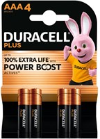 Duracell AAA batterijen alkaline power boost 4 stuks voordeelverpakking