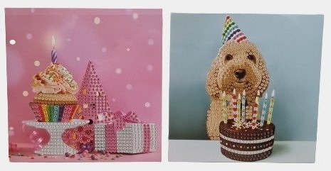 Diamond painting kaartenset 13x13 cm 2 stuks  3 assorti