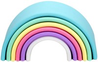 Dena Regenboog speelgoed pastel silicone 6-delig voor baby's en kinderen