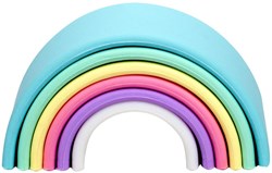 Dena Regenboog speelgoed pastel silicone 6-delig voor baby's en kinderen