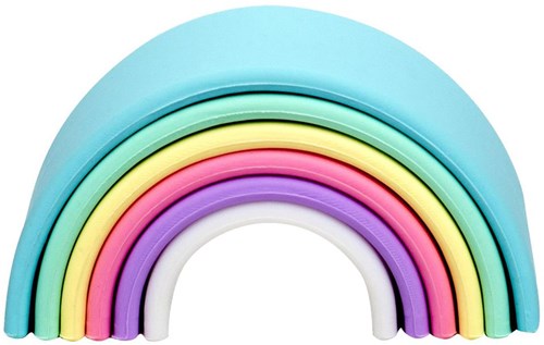 Dena Regenboog speelgoed pastel silicone 6-delig voor baby's en kinderen