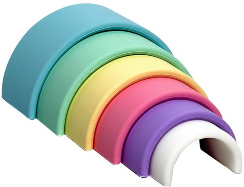 Dena Regenboog speelgoed pastel silicone 6-delig voor baby's en kinderen-2
