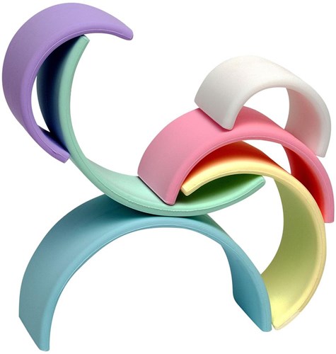 Dena Regenboog speelgoed pastel silicone 6-delig voor baby's en kinderen-3