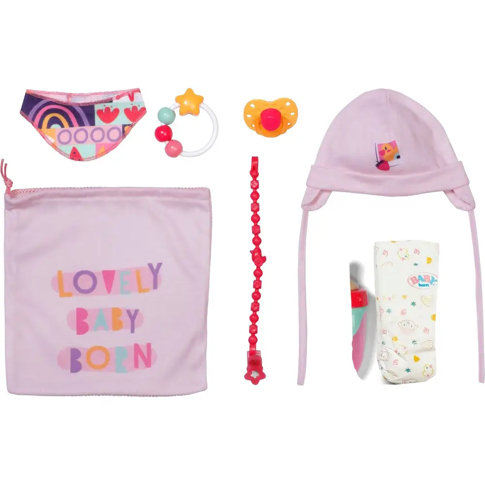 BABY born babypop newborn accessoires set 43cm poppen roze paars