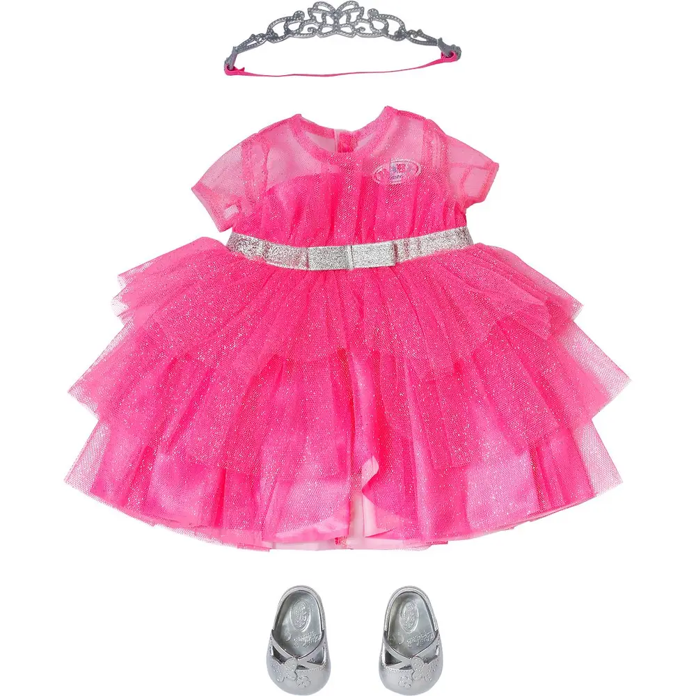 BABY born prinsessenoutfit poppenjurk roze tiara 43cm accessoires