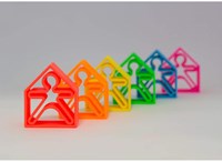 Dena siliconen speelgoed set - kindjes en huisjes - neon kleuren-2