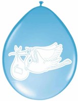 Folat ballonnen jongen blauw ooievaar 8 stuks geboorte feest