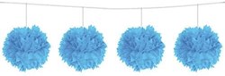 Folat - Pompom slinger blauw 3 meter decoratie papier