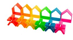 Dena siliconen speelgoed set - kindjes en huisjes - neon kleuren