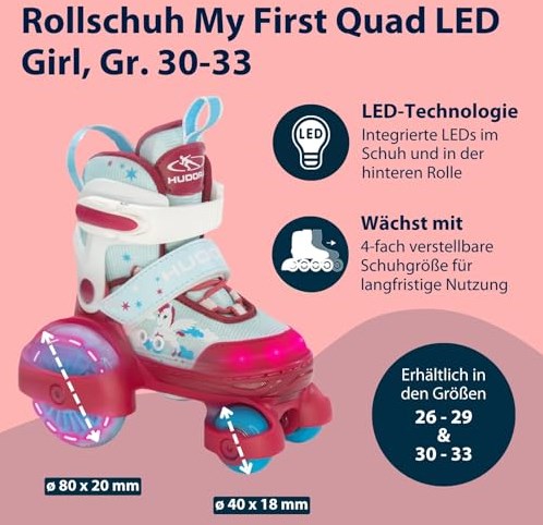 Hudora rolschaatsen LED eenhoorn verstelbaar maat 30-33 kinderen-3