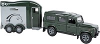 Kids GLOBE Land Rover speelgoedauto met paardentrailer - 28cm groen-2