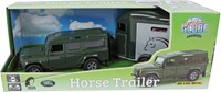 Kids GLOBE Land Rover speelgoedauto met paardentrailer - 28cm groen-3