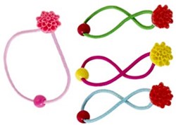 Global Affairs haarelastiekjes bloemen accessoire blauw-fuchsia kids