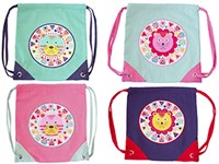 Global Affairs gymtas wilde dieren met voering 33x35 cm kleurrijk