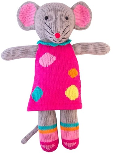 Global Affairs knuffel muis Pippa gebreid 36 cm speelgoed