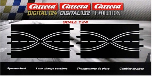 Carrera racebaan S-vormig rijstrookwissel kunststof 1:24 accessoire