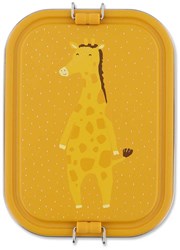 Trixie brooddoos groot - roestvrijstalen lunchbox Mr. Giraffe geel