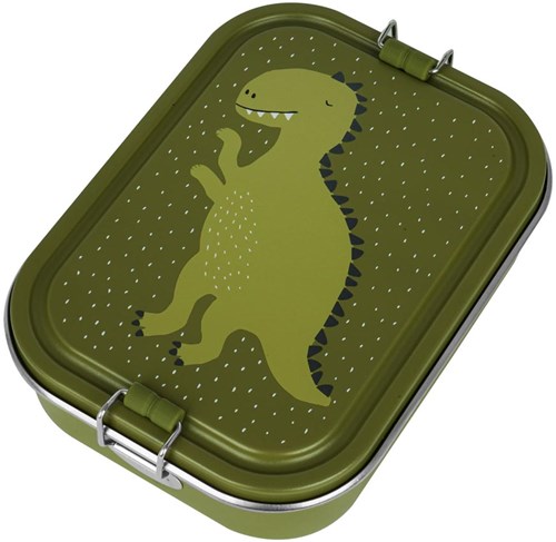 Trixie lunchbox groot - RVS brooddoos voor kinderen - Mr. Dino - Groen