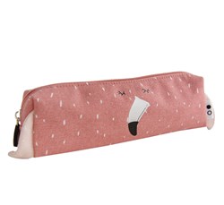 Trixie pennenzak - lange etui Mrs. Flamingo roze katoen school