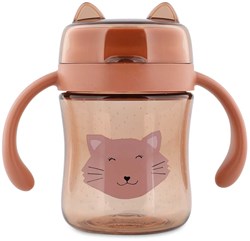 Trixie drinkbeker 360 graden met handvatten Mrs. Cat roze Tritan