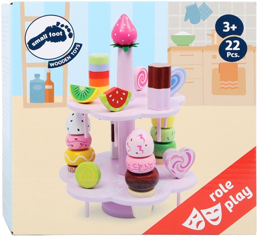Small Foot - Houten Etagere met Speeleten Snoep, 22dlg.