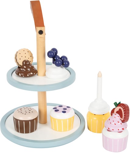 Small Foot - Houten Speeleten Etagere met Cupcakes, 13dlg.