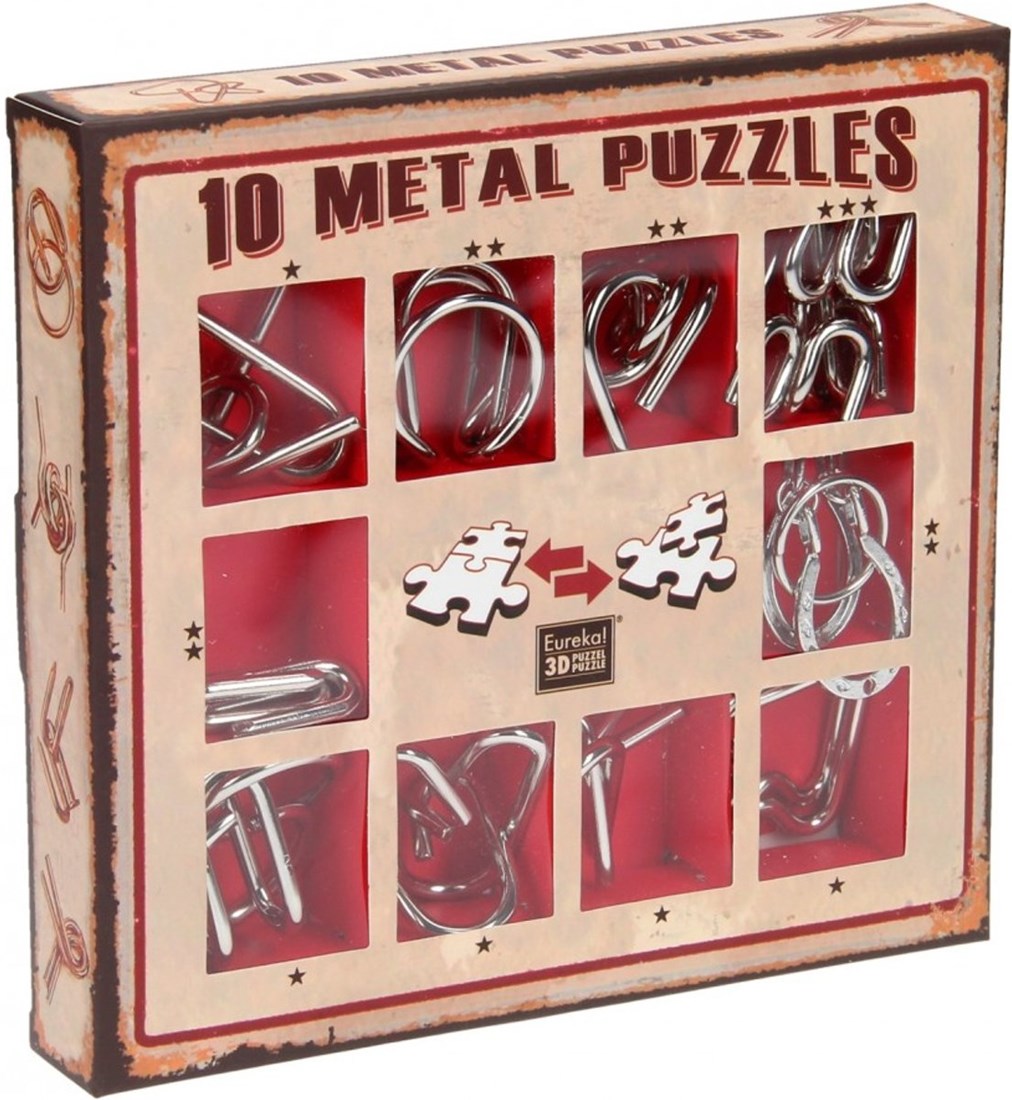 Eureka Metal Puzzle set 10 Metal Puzzles Set Red (only available in