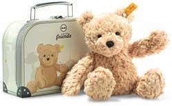 Steiff pluche teddybeer Jimmy in koffer - lichtbruin - 25 cm - knuffelbeer