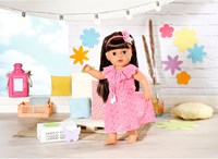 BABY born poppenkleding bloemenjurk roze 43 cm met haarband-2