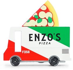 Candylab speelgoedauto Pizza Bus - Candycar Vans - retro houten busje