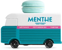 Candylab speelgoedbus Macaron Van blauw houten retro busje