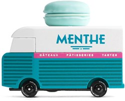 Candylab speelgoedbus Macaron Van blauw houten retro busje