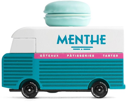 Candylab speelgoedbus Macaron Van blauw houten retro busje