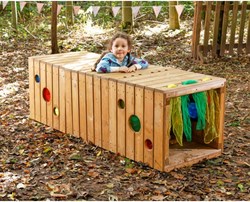 Cosy houten peuter tunnel interactief speelplezier buiten 3-delig