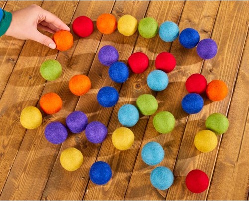 Cosy Grote Pom Pom Regenboog Vilt Ballen