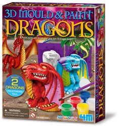 4M Crea GIPS GIETEN EN VERVEN: 3D DRAKEN, doos 18x22x5cm, 5+