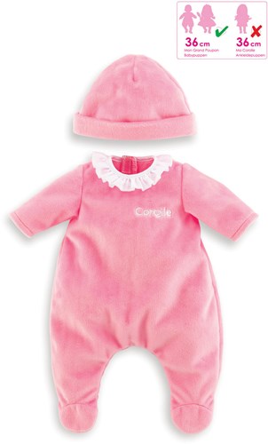 Corolle Mon Grand Poupon pyjama met muts roze babypop 36 cm-2