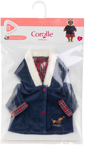 Corolle babypop winterjas - donkerblauw, bontkraag, 36cm poppen